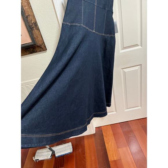 NWT Denim Midi Dress A-Line Dark Wash XL Long Modest Sleeveless Teacher Office - Picture 8 of 16